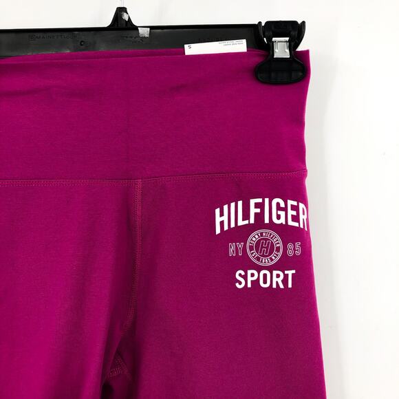 TOMMY HILFIGER SPORT Womens Bike Shorts Small Pink High Rise Foldable Waist NWT - Picture 3 of 10